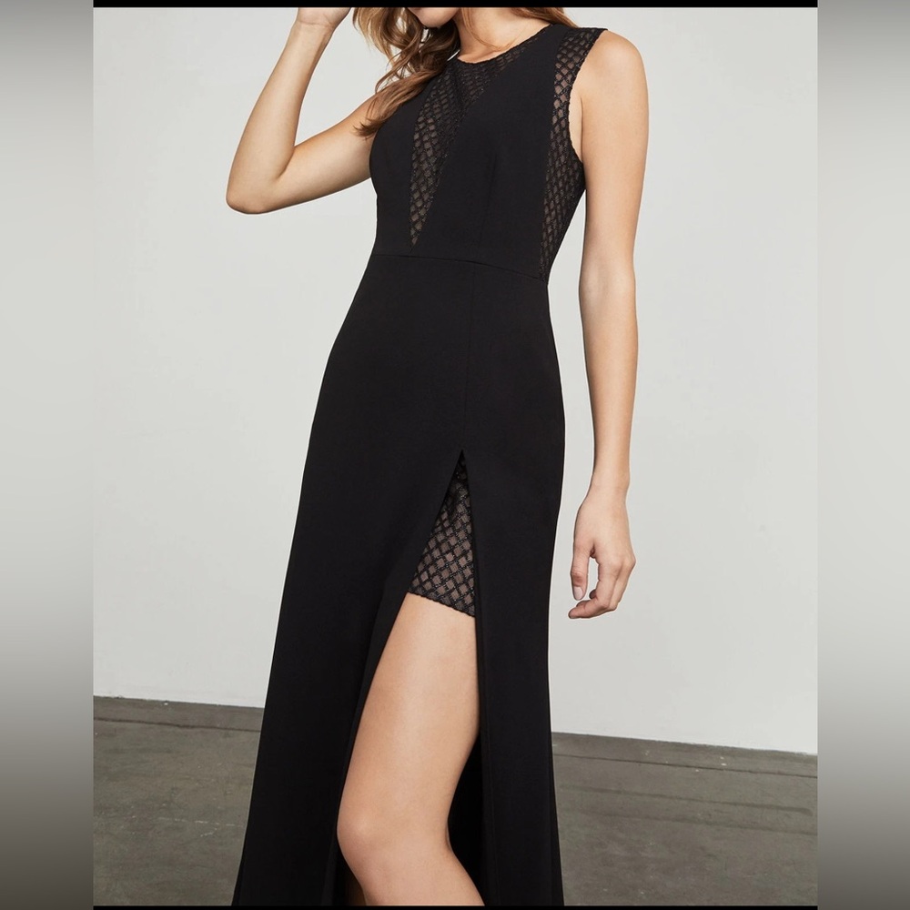 bebe Black Mesh Detail Maxi Dress